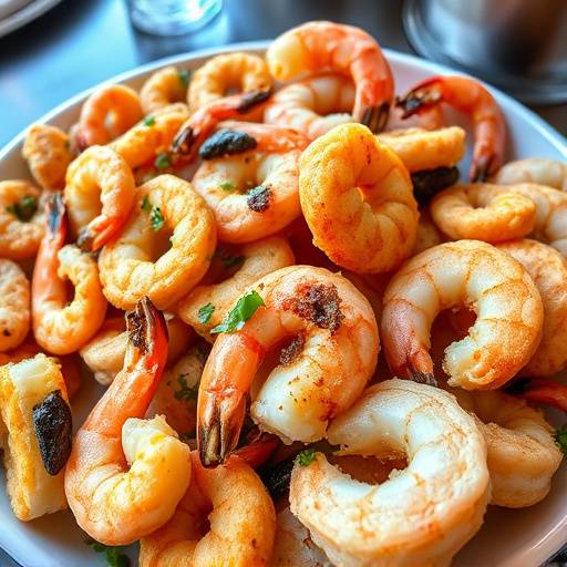 Piatto di frittura di paranza, con calamari, gamberi e alici